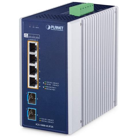 IGS-1000-4UP2X switch di rete 2.5G Ethernet (100/1000/2500) Supporto Power over Ethernet (PoE) Alluminio, Blu - Foto 1