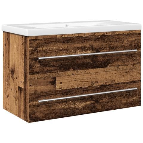 Mobile per Lavabo con Lavandino Integrato Finitura Legno Vecchio - Foto 1