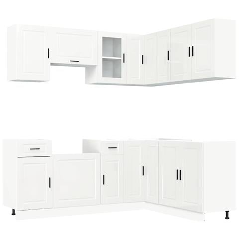 Set Mobili da Cucina 11 pz Porto Bianchi Lucido in Truciolato - Foto 1