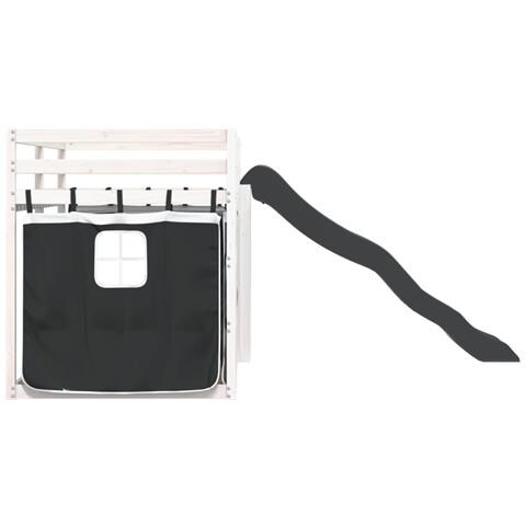 Letto a Castello con Scivolo e Tende Bianco e Nero 90x200 cm - Foto 9