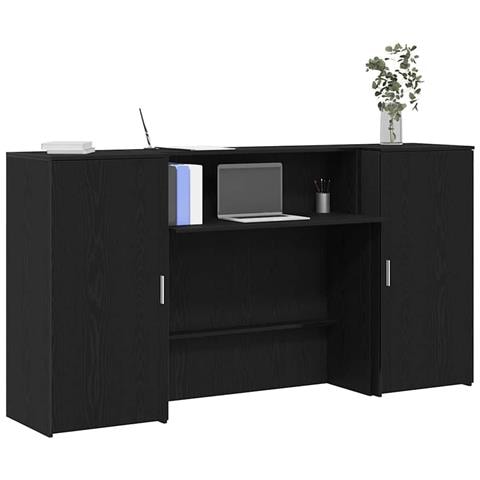 Banco Reception Rovere Nero 200x50x103,5 cm Legno Multistrato - Foto 2