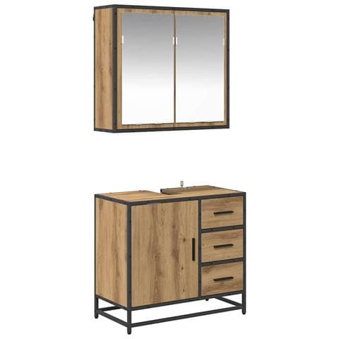 Set di mobili per il bagno con porta 2 pcs rovere artigianale - Foto 1