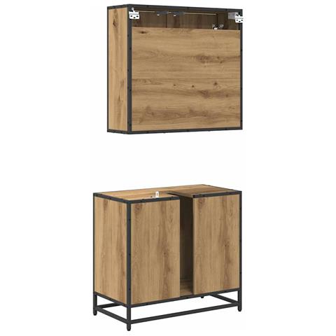 Set di mobili per il bagno con porta 2 pcs rovere artigianale - Foto 9