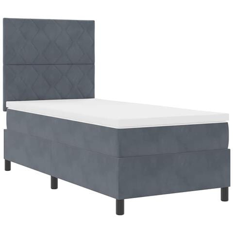 Letto a molle con materasso Grigio scuro 90 x 190 cm Velluto - Foto 1