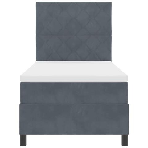 Letto a molle con materasso Grigio scuro 90 x 190 cm Velluto - Foto 9