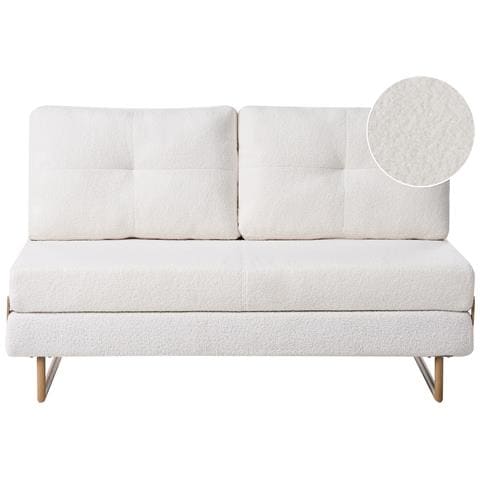 Divano Letto 3 Posti Jerslev Bouclé Bianco Sporco - Foto 2