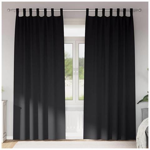 Tende con tende 2 pcs Nero 225x140cm Poliestere - Foto 2