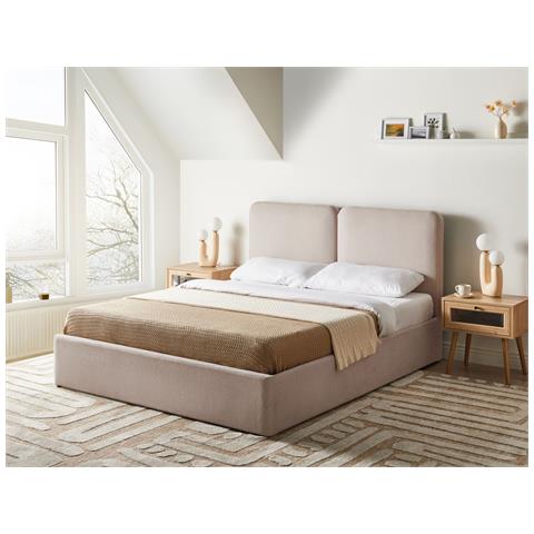 Letto Contenitore Tessuto Arbois 160 X 200 Cm Beige - Foto 1