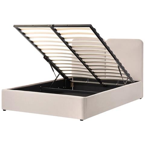 Letto Contenitore Tessuto Arbois 160 X 200 Cm Beige - Foto 2