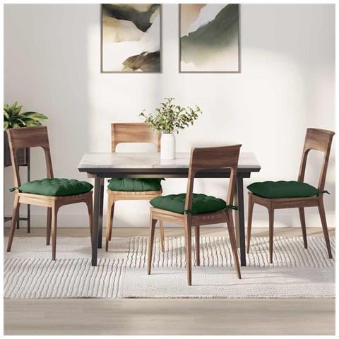 Cuscini per Seduta 4 pcs Verde Scuro 40 x 40 x 6 cm - Foto 2