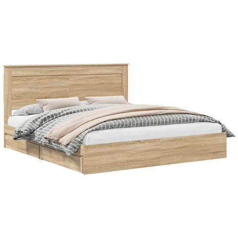 Letto con Contenitore con testiera Rovere Sonoma 180 x 200 cm - Foto 1