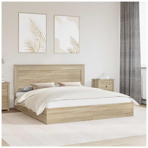 Letto con Contenitore con testiera Rovere Sonoma 180 x 200 cm - Foto 2