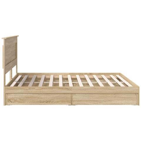 Letto con Contenitore con testiera Rovere Sonoma 180 x 200 cm - Foto 9