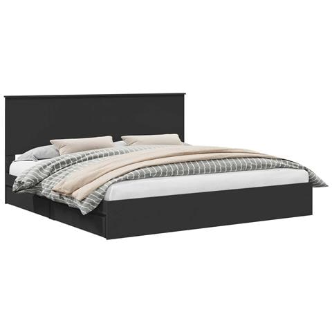 Letto con Contenitore Nero 200 x 200 cm Legno multistrato - Foto 1