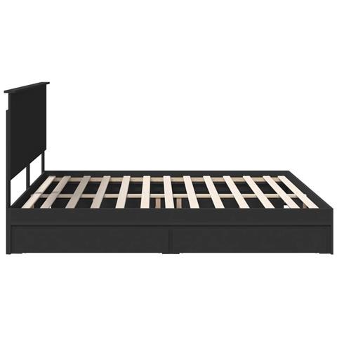 Letto con Contenitore Nero 200 x 200 cm Legno multistrato - Foto 9
