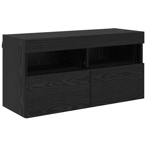 Mobile TV da parete Rovere Nero 80 x 30 x 40 cm - Foto 1