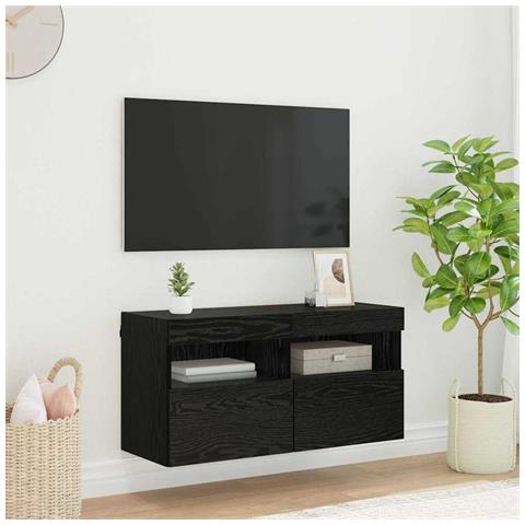 Mobile TV da parete Rovere Nero 80 x 30 x 40 cm - Foto 2