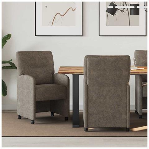 Sedie da Pranzo con Ruote 2 pcs Grigio scuro 57 x 67 x 95 cm - Foto 2