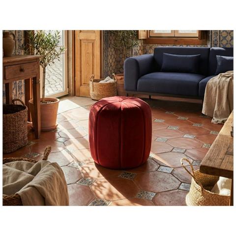 Pouf Selby Velluto Rosso Scuro - Foto 1