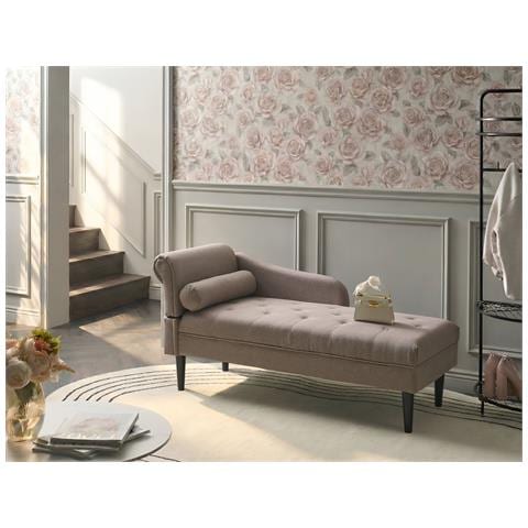 Chaise Longue Versione Sinistra Yvoire Tessuto Tortora - Foto 1