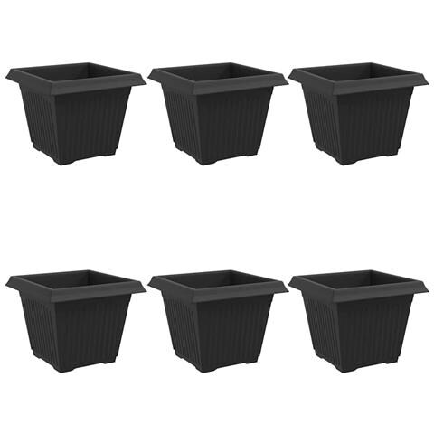 Vaso quadrato per fiori 6 pcs Nero 28,5 x 28,5 x 22 cm Plastica - Foto 1