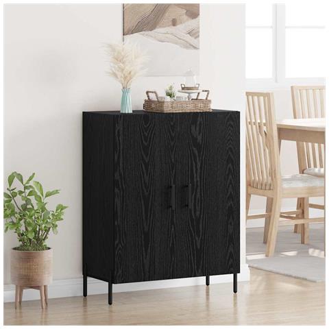 Credenza Rovere Nero 69,5 x 34 x 90 cm Legno multistrato - Foto 2