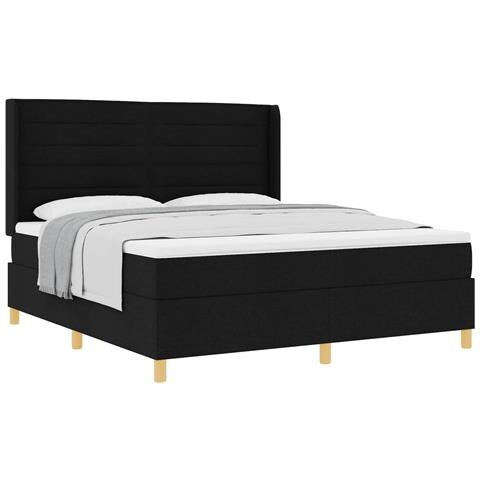 Letto a molle con materasso Nero 180 x 200 cm Tessuto - Foto 1