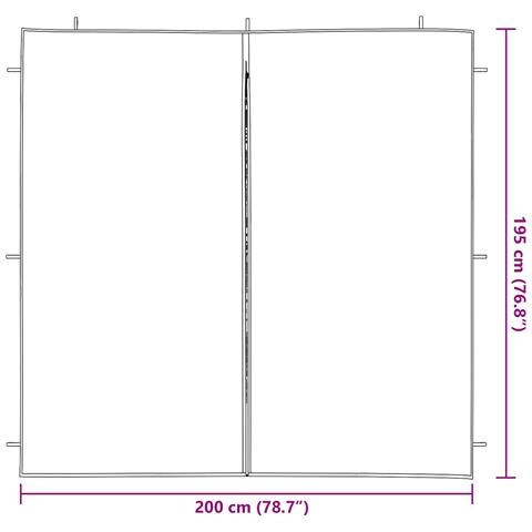 Parete per tenda da festa 2 pcs Grigio Chiaro 200 x 195 cm - Foto 6