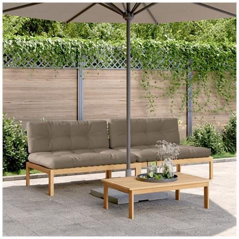 Divani Centrali Pallet Giardino 2pz con Cuscini Massello Acacia - Foto 2