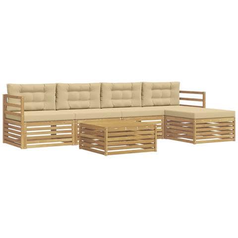 Set di divani da esterno 6 pcs Bianco e Beige 79 x 79 x 37 cm - Foto 1