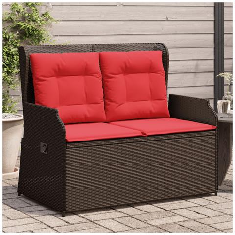 Panchina da giardino reclinabile con Cuscini in Polyrattan Marrone - Foto 2