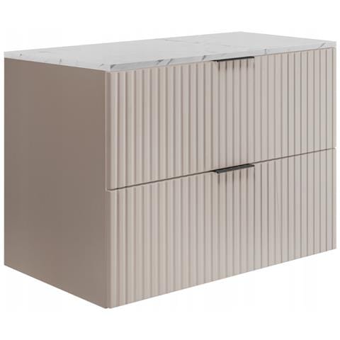 Mobile sottolavabo bianco 120 cm, Piano in finitura marmo bianco, 2 cassetti, Sospeso, MDFMobilecon 1 anta, MODERNO - Foto 1