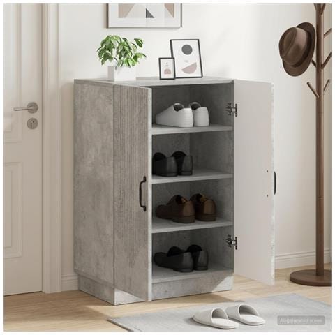 Mobile per scarpe HOORN 59,5 x 39,5 x 87 cm Grigio Cemento - Foto 2