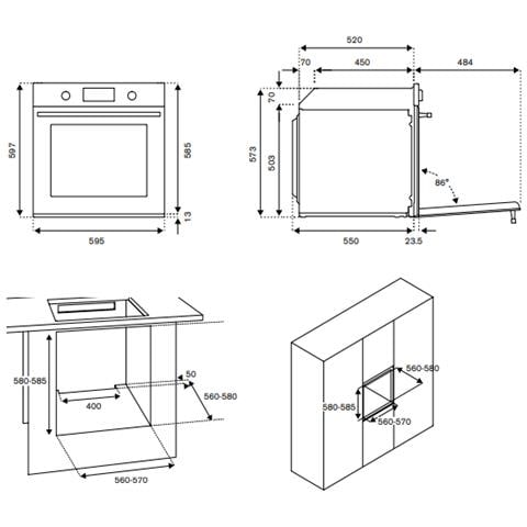 Forno Elettrico da Incasso F609LAGEKGS Capacità 76 L Multifunzione Ventilato Colore Acciaio Inox - Foto 3