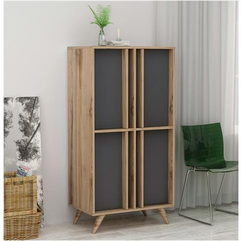 Homemania Credenza Truciolare Melaminico 72 x 35 x 139 cm Antracite Noce 