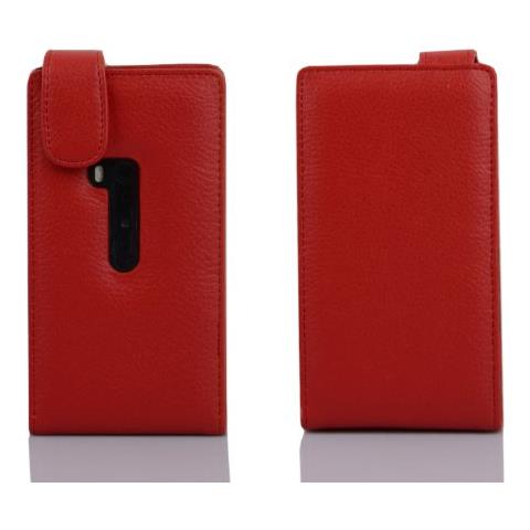 Custodia Compatibile Con Nokia Lumia 920 In Rosso Cremisi - Coperchio Protettivo In Design Flip Realizzato In Similpelle Testurizzata - Foto 2