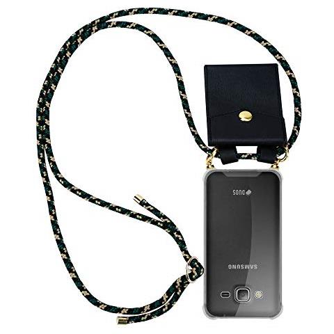 Cadorabo Catena Di Telefoni Cellulari Compatibile Con Samsung Galaxy J3 / J3 Duos 2016 In Camouflage - Coperchio Protettivo In Silicone Con Anelli D'oro, Cinturino In Corda E Custodia Staccabile - Foto 1