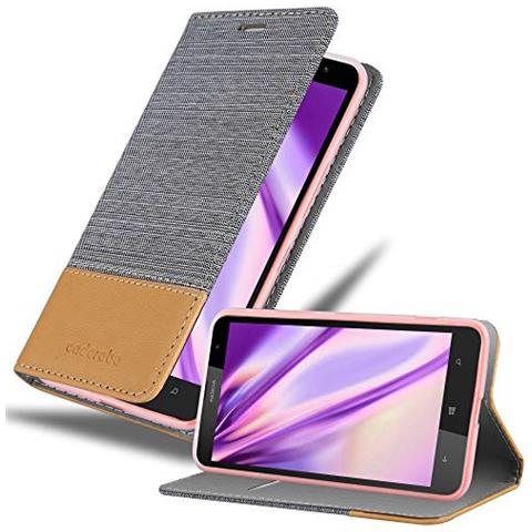 Custodia Compatibile Con Nokia Lumia 1320 In Grigio Chiaro Marrone - Coperchio Protettiva Con Chiusura Magnetica, Funzione Stand E Tasca Per Le Carte - Foto 1