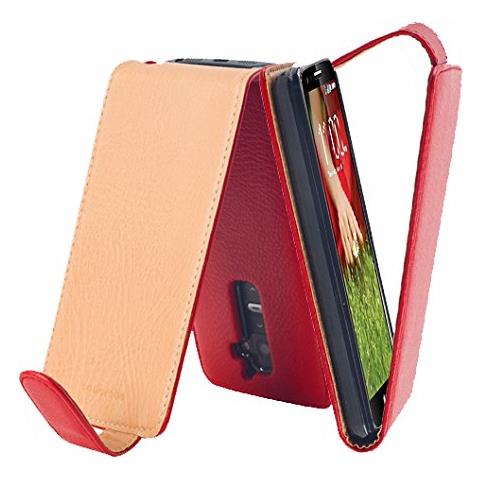 Custodia Compatibile Con Lg G2 In Rosso Cremisi - Coperchio Protettivo In Design Flip Realizzato In Similpelle Testurizzata - Foto 1