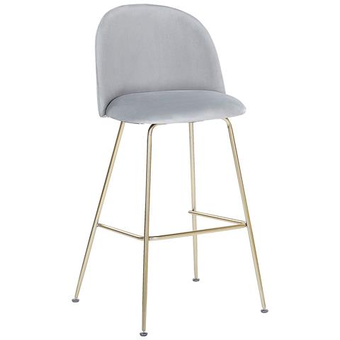 Set Di 2 Sedie Da Bar In Velluto Grigio E Gambe Oro Arcola - Foto 16