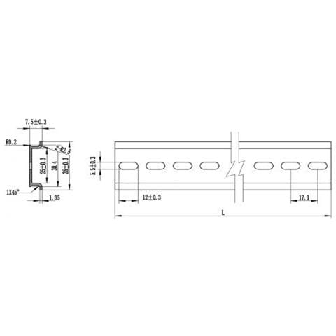 Guida A Cappello Superiore 35 X 7,5 Mm (25 Cm) In Alluminio - Foto 2