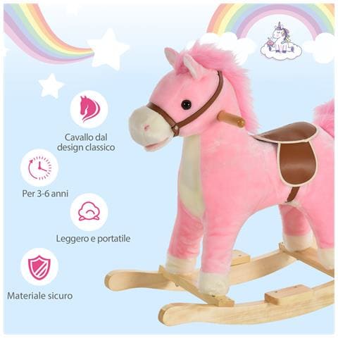 Cavallo A Dondolo Per Bambini 36-72 Mesi - Rosa - Foto 6