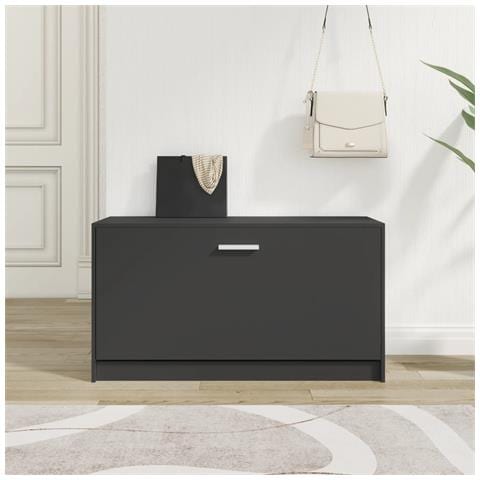 Scarpiera Nera 80x24x45 Cm In Legno Multistrato - Foto 6