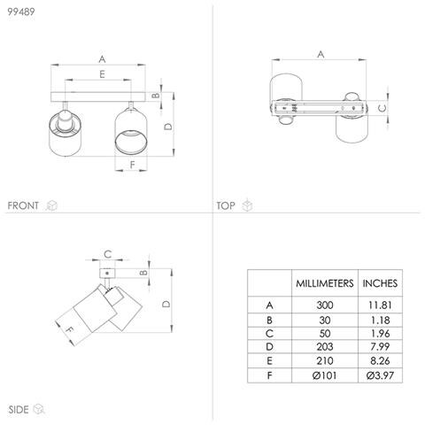 Plafoniera Industrial Batallas 2 Luci Legno Marrone E Nero - Foto 2