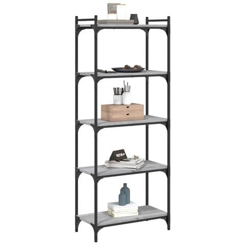 Libreria 5 Ripiani Grigio Sonoma 60x30x154cm Legno Multistrato - Foto 3