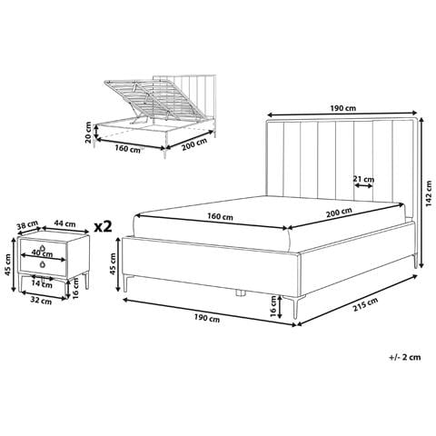 Set Da Camera Da Letto Velluto Sezanne 160 X 200 Cm Grigio Chiaro - Foto 8