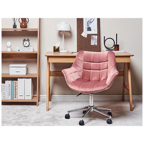 Sedia Da Scrivania Labelle Velluto Rosa - Foto 1