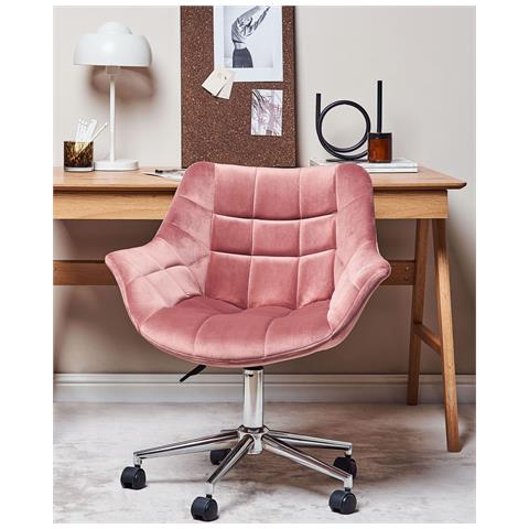 Sedia Da Scrivania Labelle Velluto Rosa - Foto 8