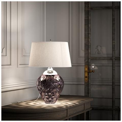 Lampada Da Scrivania Contemporanea Samara Acciaio Nichel Vetro Prugna 1 Luce E27 - Foto 6