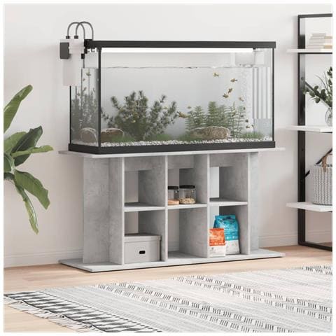 Supporto Acquario 120x40x60 Cm Legno Multistrato Grigio Cemento - Foto 8